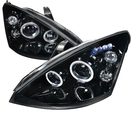 Overtime Halo Smoke Gloss Projector Headlight for 00 to 04 Ford Focus, Black - 10 x 25 x 25 in. OV126222